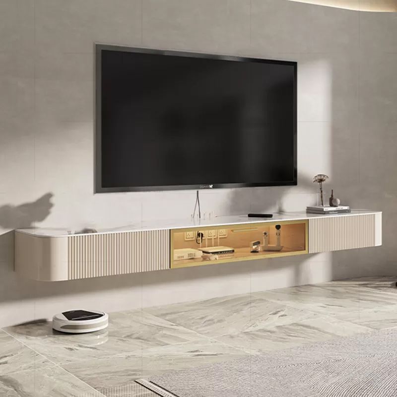 Contemporary Floating Media Console Stone Stand Console for Living Room