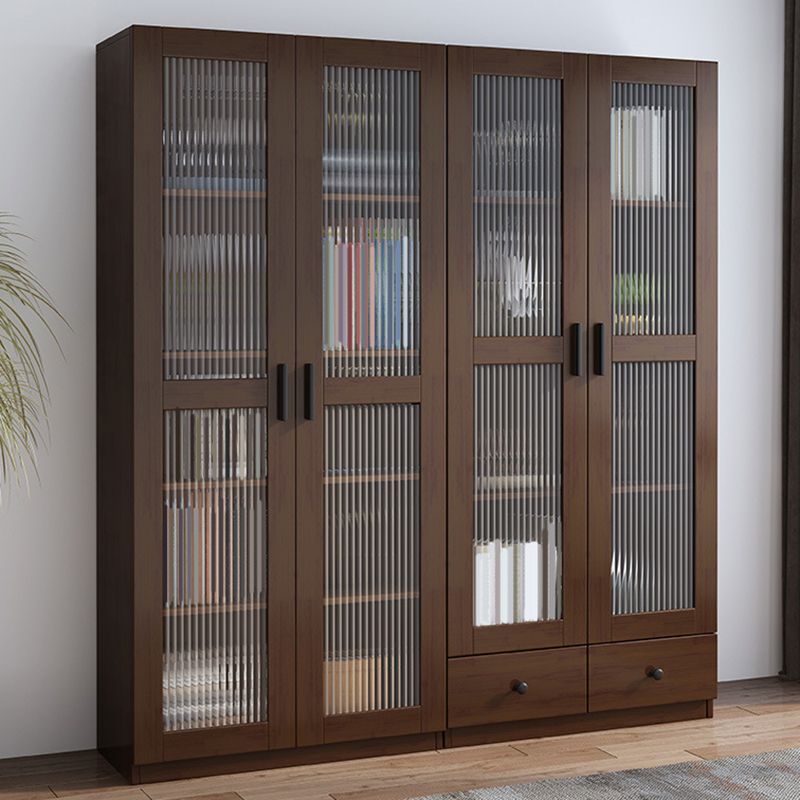 Scandinavian Storage Cabinet Rubberwood Glass Doors Display Cabinet for Bedroom