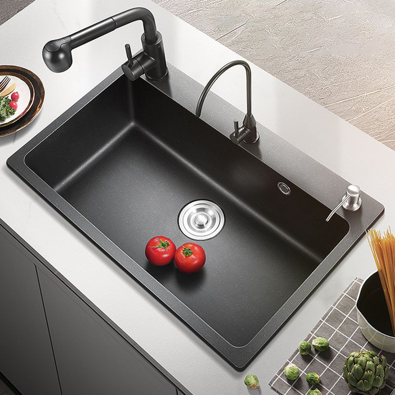 Quartz Kitchen Sink Modern Drop-In Kitchen Sink with Drain Assembly