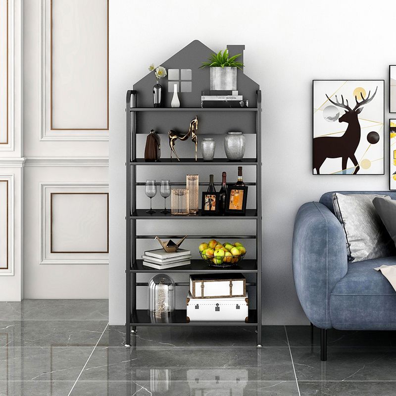 Industrial Freestanding Shelf Bookcase Metal Black Cube Storage Bookcase