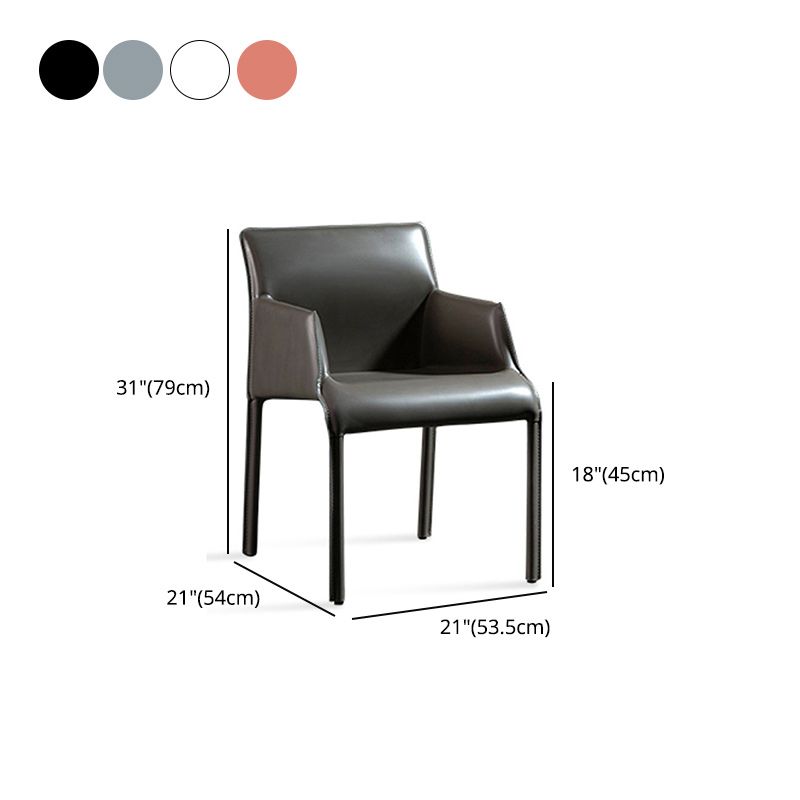 Contemporary Leather Dining Chair Metal Dining Arm Chair for Restaurant Use