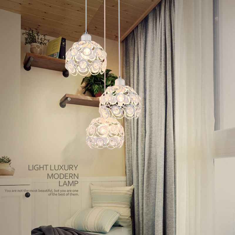 7 "Largeur de style contemporain mini cadre en métal de lampe suspendue avec luminaire d'éclairage en cristal d'éclairage