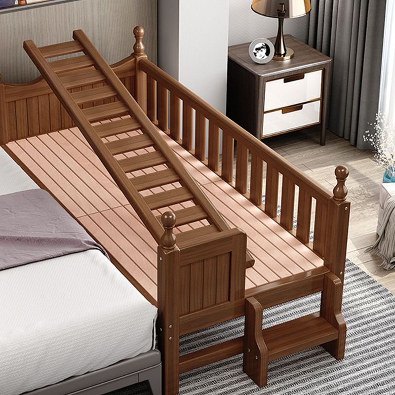 Scandinavian Solid Wood Bed Headboard Kids Bed with Guardrail