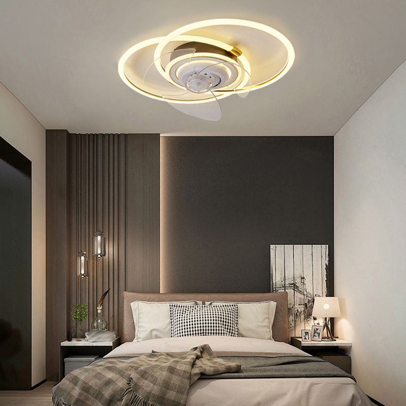 Simple LED Ceiling Fan Light Modern Ceiling Mount Lamp with Acrylic Shade for Living Room