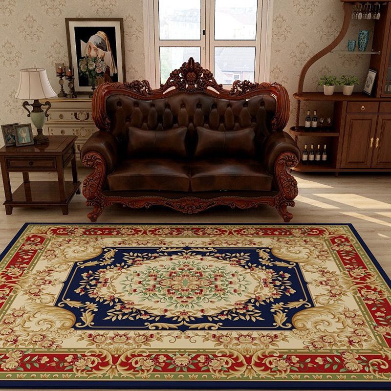 Traditioneller Medaillon -Druckteppichpolyester Teppich Färbung Resistent Innenteppich für Wohnzimmer