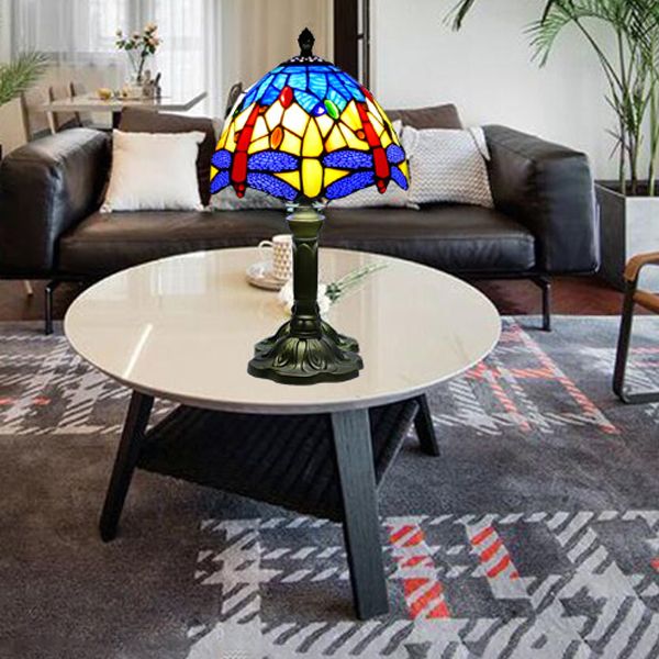 Tiffany Style Table Lamp 1-Light Desk Light with Glass Shade for Living Room