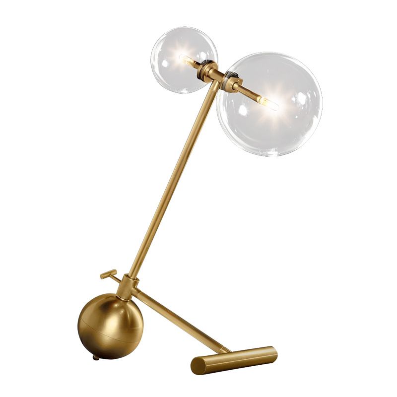 Lámpara de escritorio de noche de globo lámpara de mesa de oro LED de metal minimalista para la cama con base