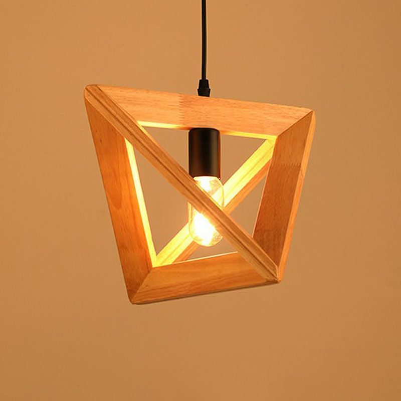 Japanese Style Shaded Ceiling Light Wood Single-Bulb Restaurant Hanging Pendant Lighting