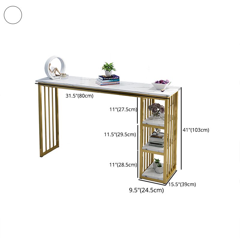 Rectangle Bar Table Contemporary Bar Dining Table with Sled Base in Gold