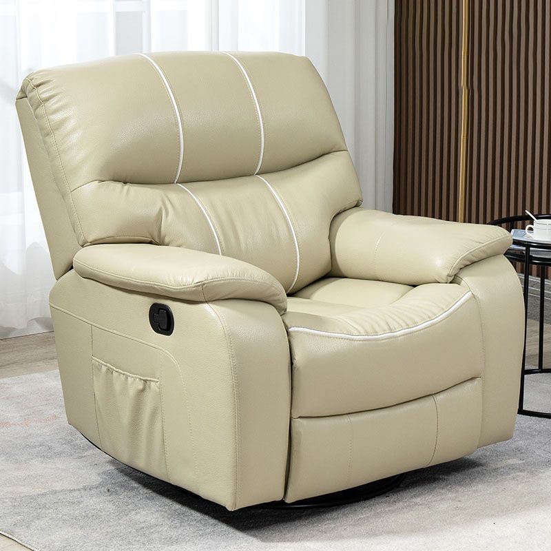 Swivel Rocker Standard Recliner Solid Color Leather Recliner Chair