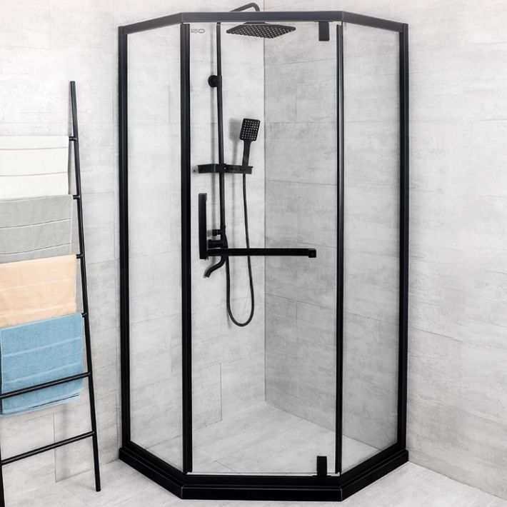 Black Frame Stainless Steel Shower Enclosure Tempered Glass Shower Kit