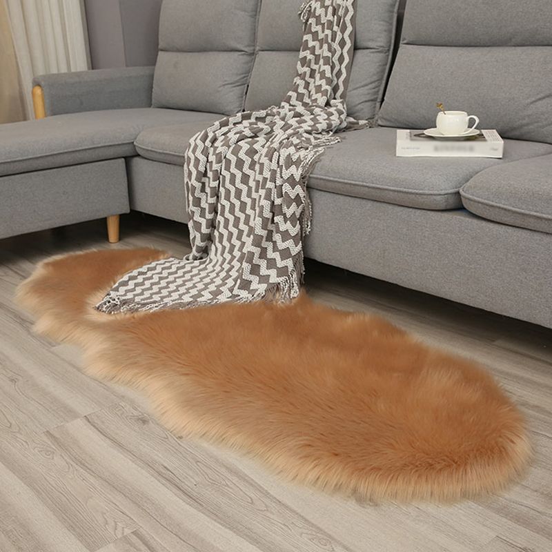 Simple Area Carpet Modern Solid Color Polyester Carpet Non-Slip Backing Shag Rug for Living Room