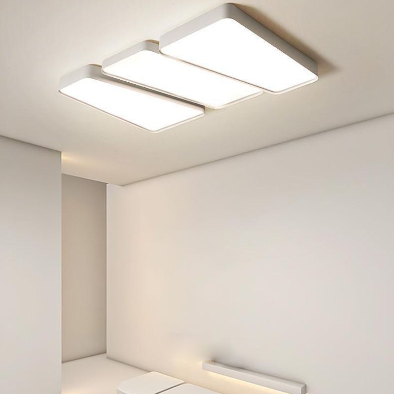 Geometric Interior LED Flush Mount in White Minimalist Iron Ceiling Flush