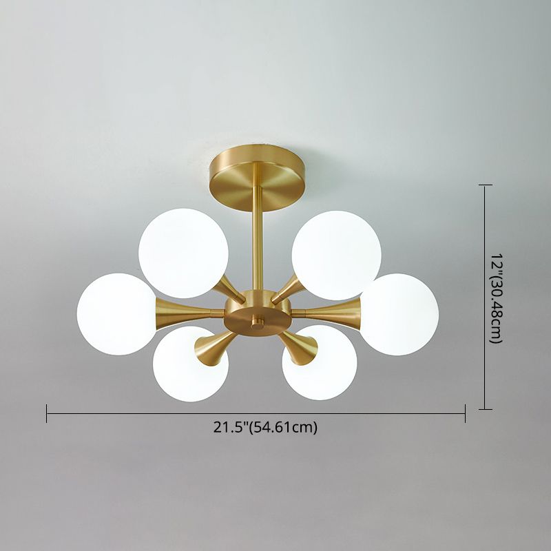 Cream Globe-Shaped Ceiling Chandelier Minimalism Glass Chandelier Lighting Fixture