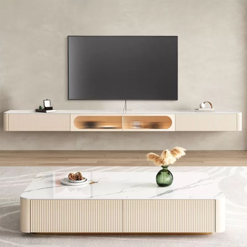 Contemporary Media Console TV Stand Stone TV Console with Drawers