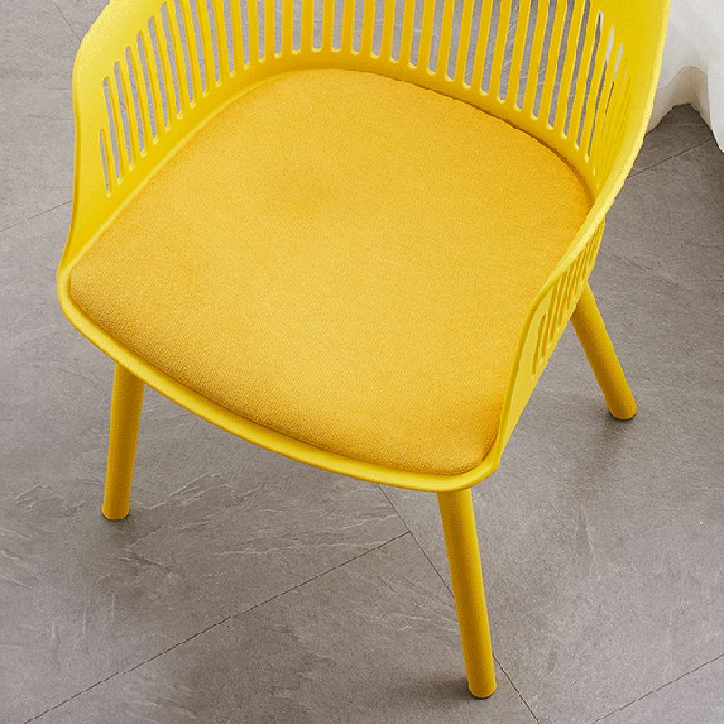 Contemporary Plastic Arm Chair Slat Back Kitchen Dining Room Chair