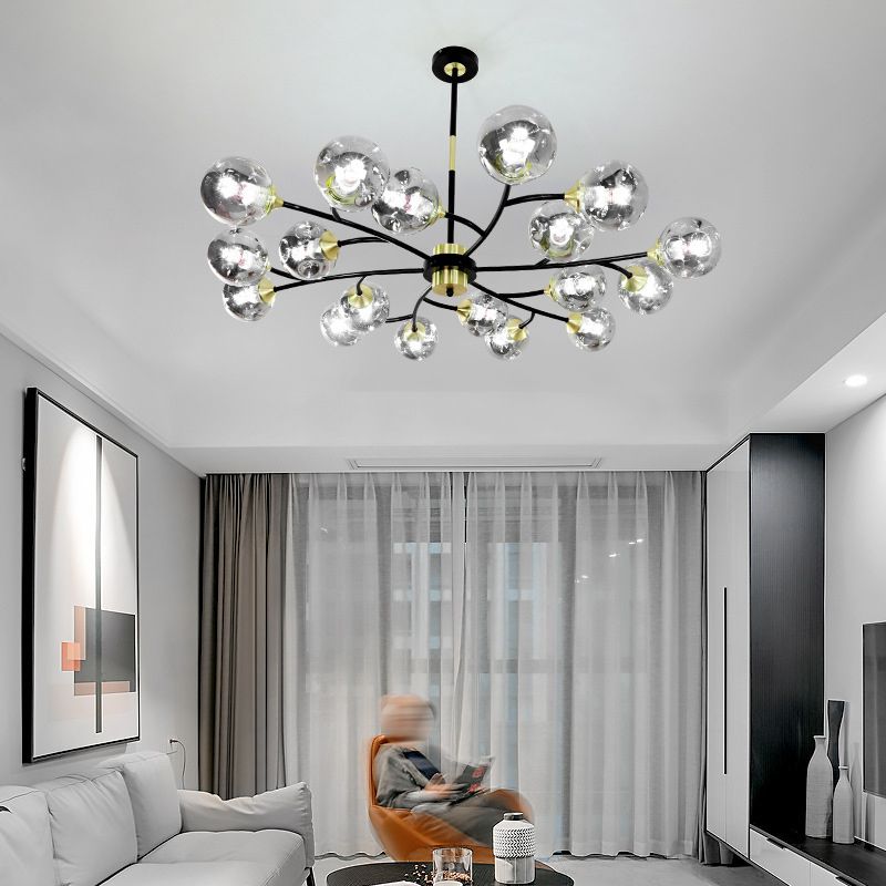 Industrial Multi Lights Chandeliers Pendant Lights with Glass Shade for Sitting Room