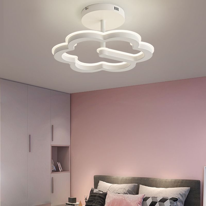 Kids Semi Flush Mount Light Flower Metal Ceiling Light Fixture for Bedroom