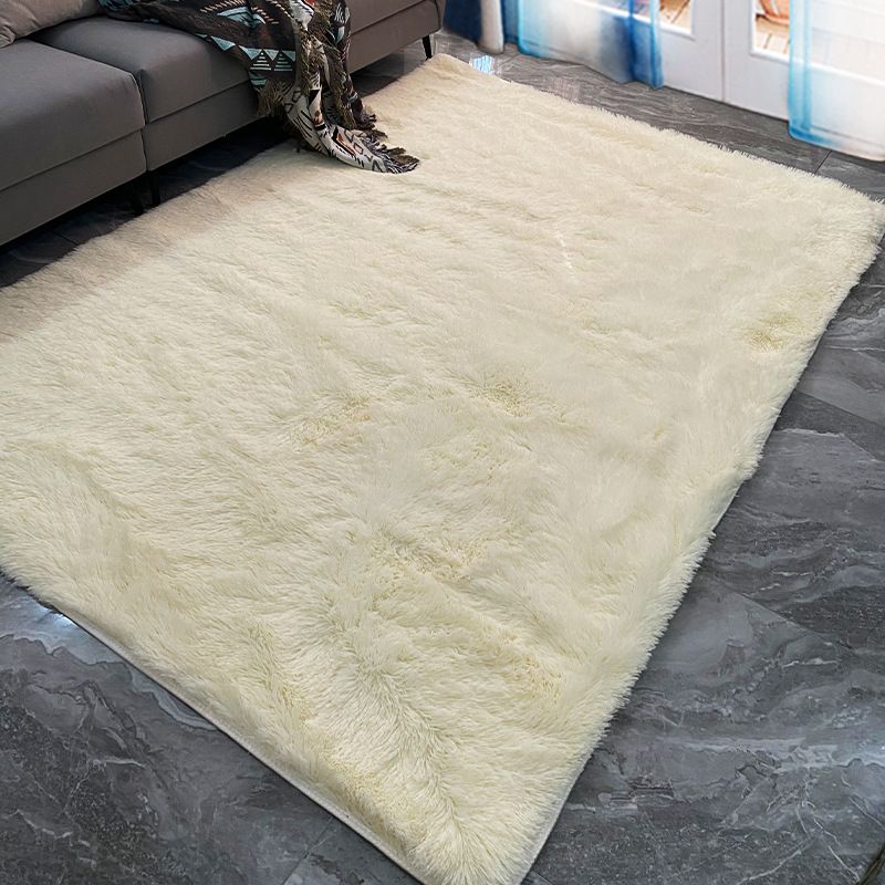 Funky Plain Shag Carpet Polyester Indoor Rug Non-Slip Backing Area Carpet for Living Room