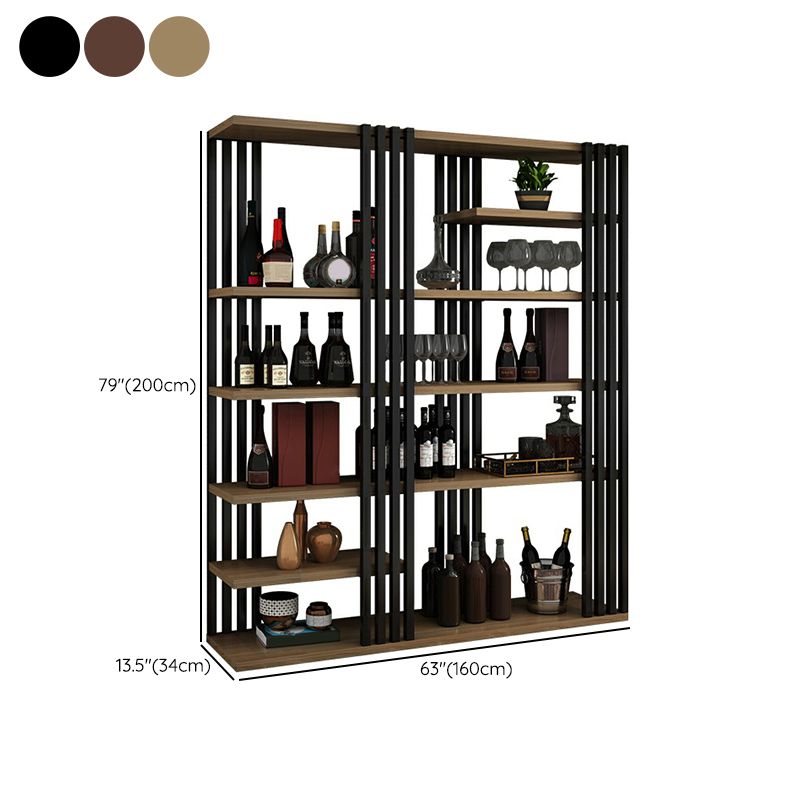 Metal Floor Bottle Wine Rack Contemporary Wine Holder with Storage Shelves