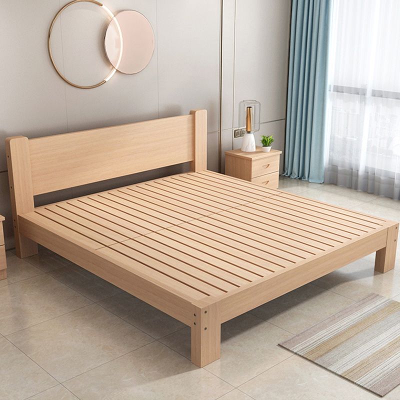 Contemporary Kids Bed Solid Wood Natural Panel Headboard No Theme Beech