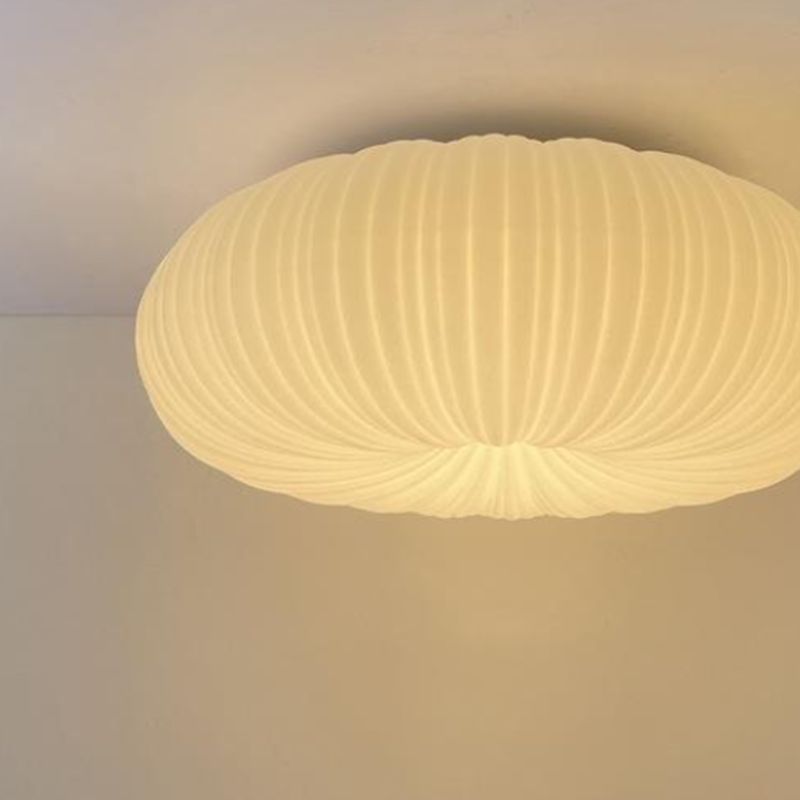 Round Shape Plastic Flush Mount Light Modern Style 1 Light Ceiling Mount Light in White