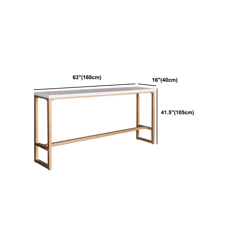 Stone Bar Dining Table Glam Rectangle Bar Table with Trestle for Milk Tea Shop Balcony