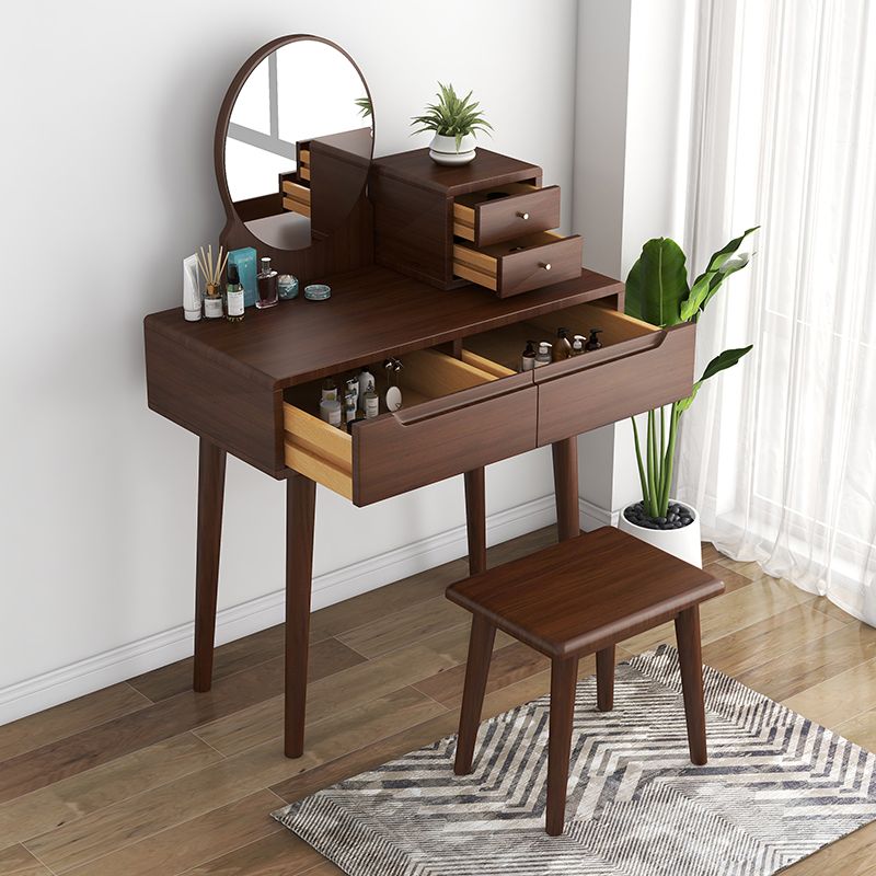 29.5" Height Wood Vanity Makeup Table Set Vanity Stool with Drawer for Bedroom