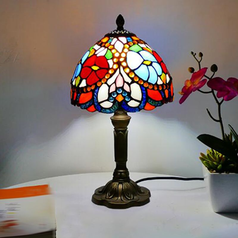 Tiffany Style Table Lamp 1-Light Desk Light with Glass Shade for Living Room