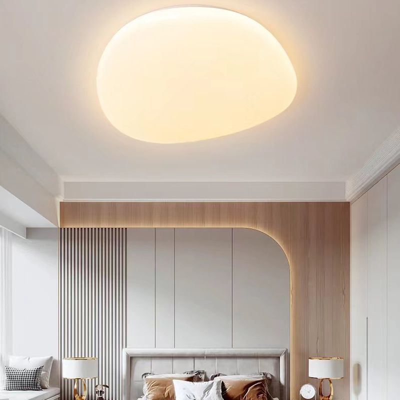 Modern Metal Flush Mount Cobblestone Shape Ceiling Light with Acrylic Shade for Bedroom