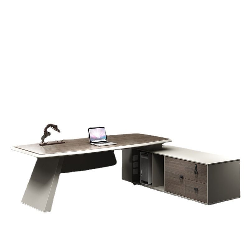 Modern Wooden Office Executive Desk L-Shape Office Desk with Drawers