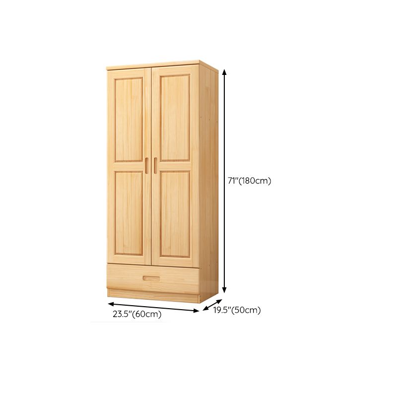 Pine Wardrobe Armoire 1 and 2-Door Hanging Clothes Rack with Door