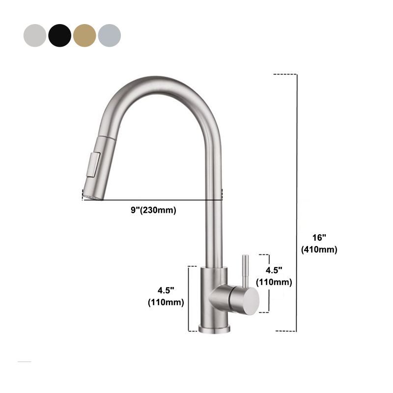 Modern Bridge Kitchen Faucet 304 Stainless Steel Pull Out Faucet Swivel Spout Pot Filler