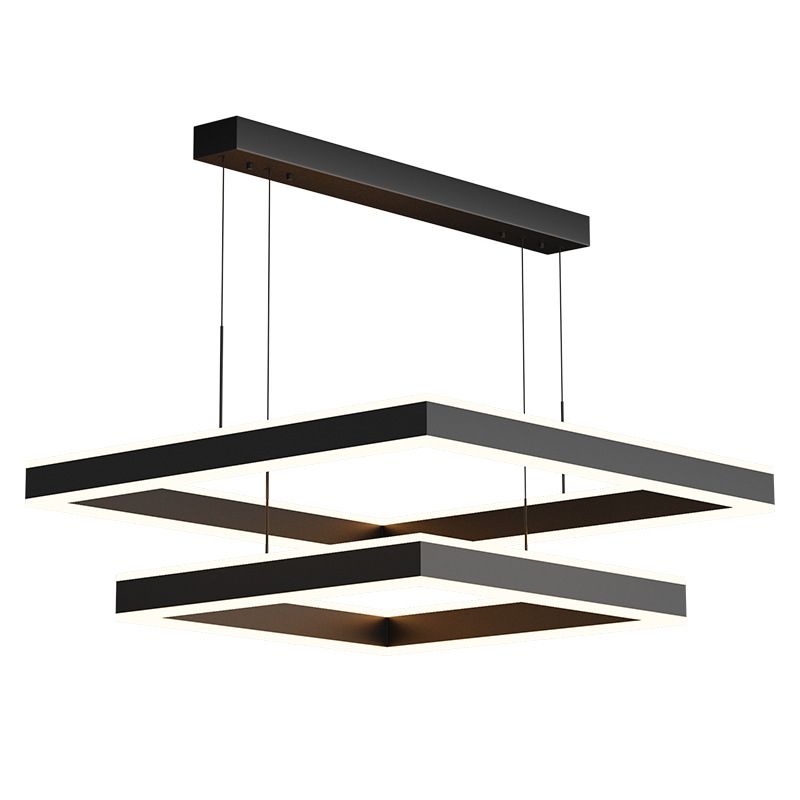 Modern Layered Chandelier Metal Square LED Chandelier Pendant for Living Room