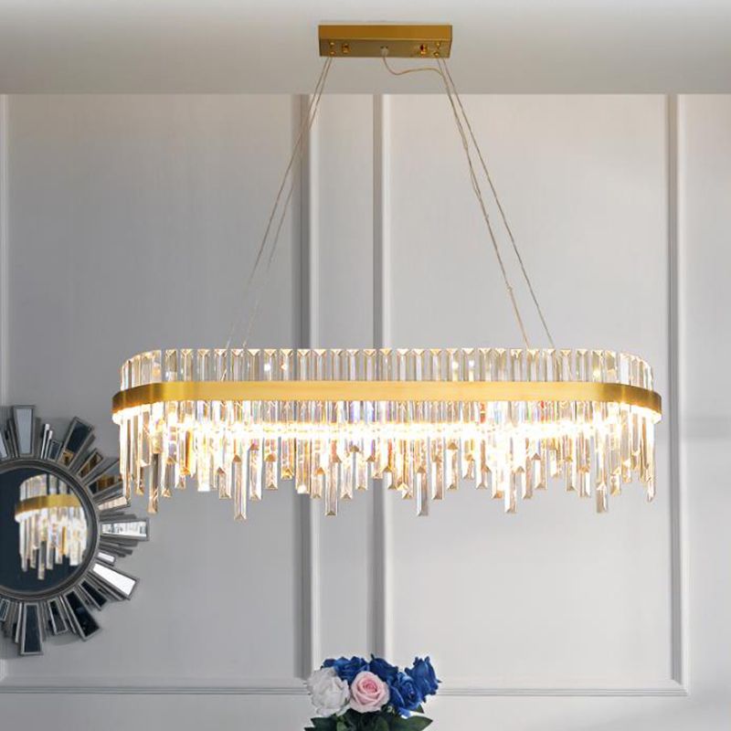 1-Tier Chandelier Lamp Modernist Crystal LED Gold Ceiling Pendant Light for Dining Room