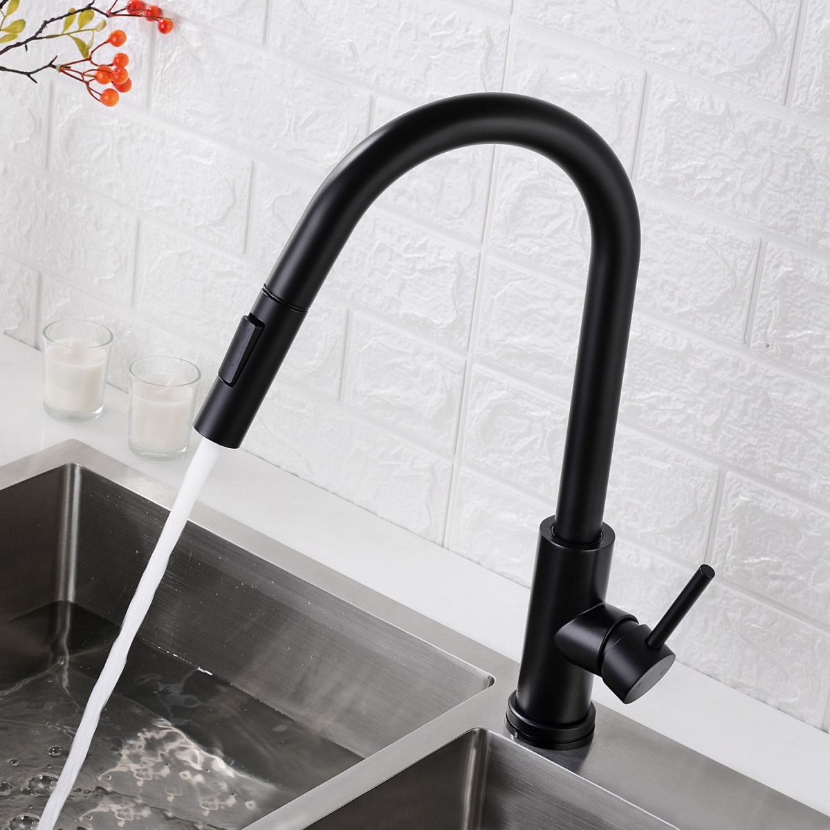 1-Handle Faucet Touch Stainless Steel with Water Dispenser Standard Kitchen Faucet