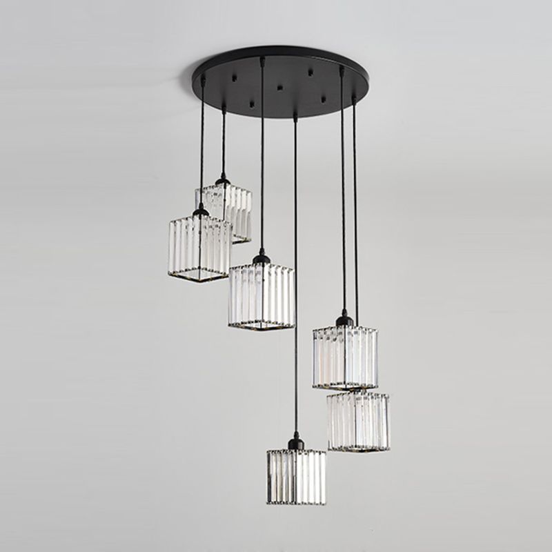 Contemporary Cube Pendant Light Glass Multi Light Hanging Pendant for Living Room