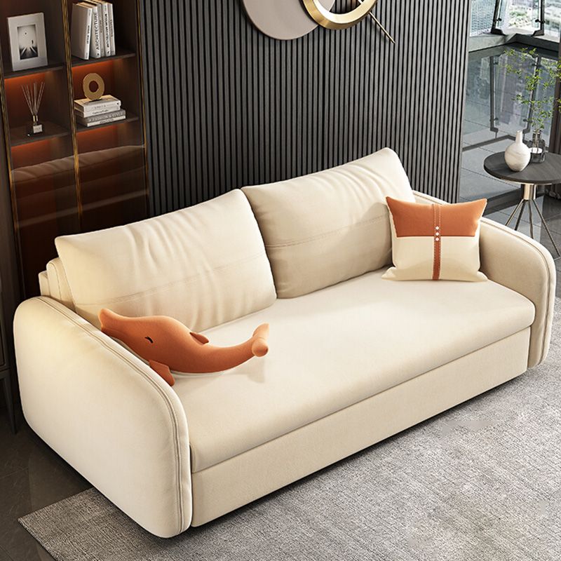 Glam Fabric Sleeper Sofa Upholstered Futon Sofa Bed in White