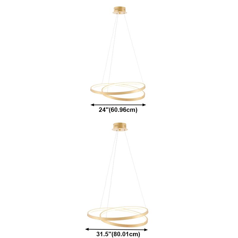 Twisted Shade Metal Chandelier Light Modern 1- Light Chandelier Lighting Fixture in Gold