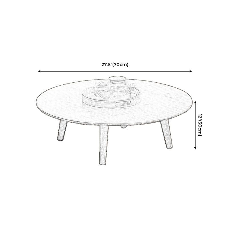 Round Wooden Coffee Table Four Legs Cocktail Table in Natural