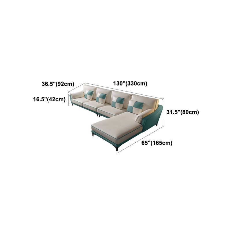 Sloped Arm Sectional Modernism Genuine Leather 3/4-seat Sectional