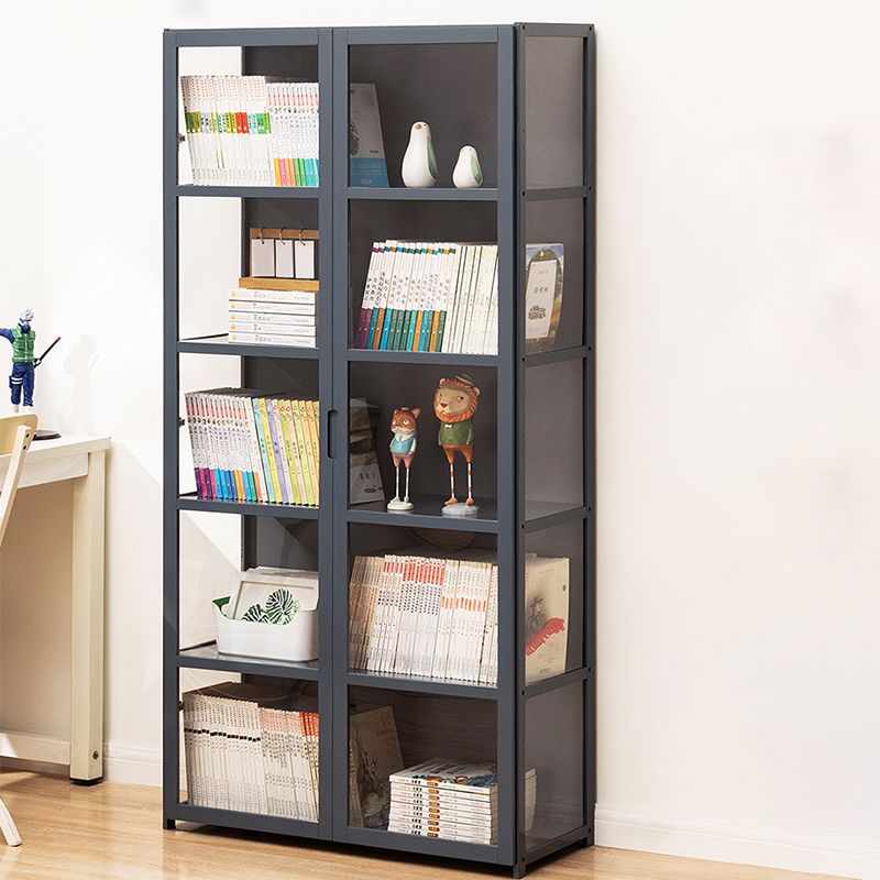 Modern Lacquered Accent Cabinet, Gray Rectangle Cabinet with Shelves