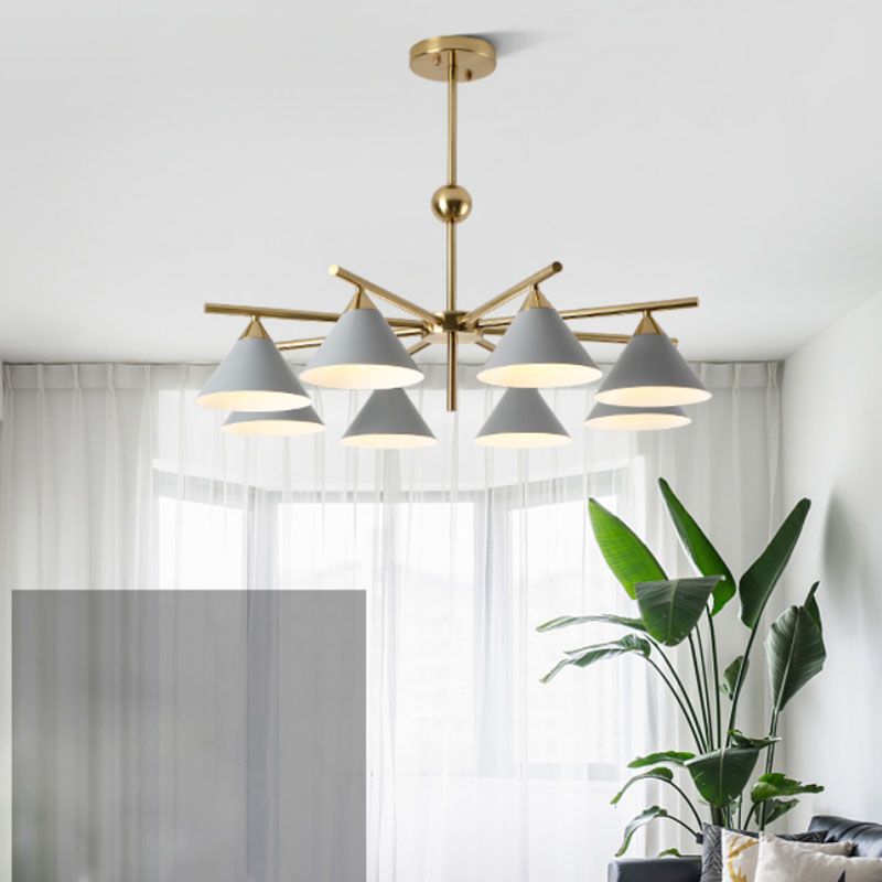 Modern Simplicity Cone Chandelier Light Fixtures Metal Hanging Pendant Lights for Living Room