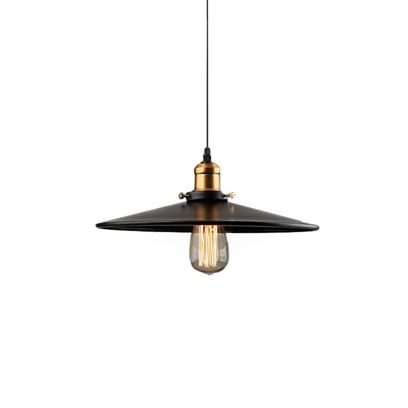 Nero 1 Lampada leggero Lampada Farmhouse Metal Wide Flare Sospensione Lampada sospensione