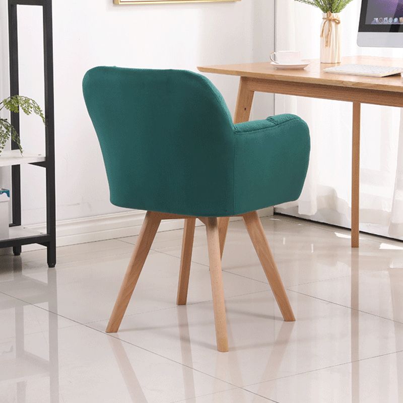 Armless Office Chair Modern Desk Chair with 4 Wooden Legs for Bedroom