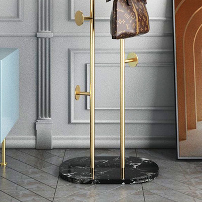 Contemporary Hall Tree Metal Free Standing with Hooks Coat Hanger