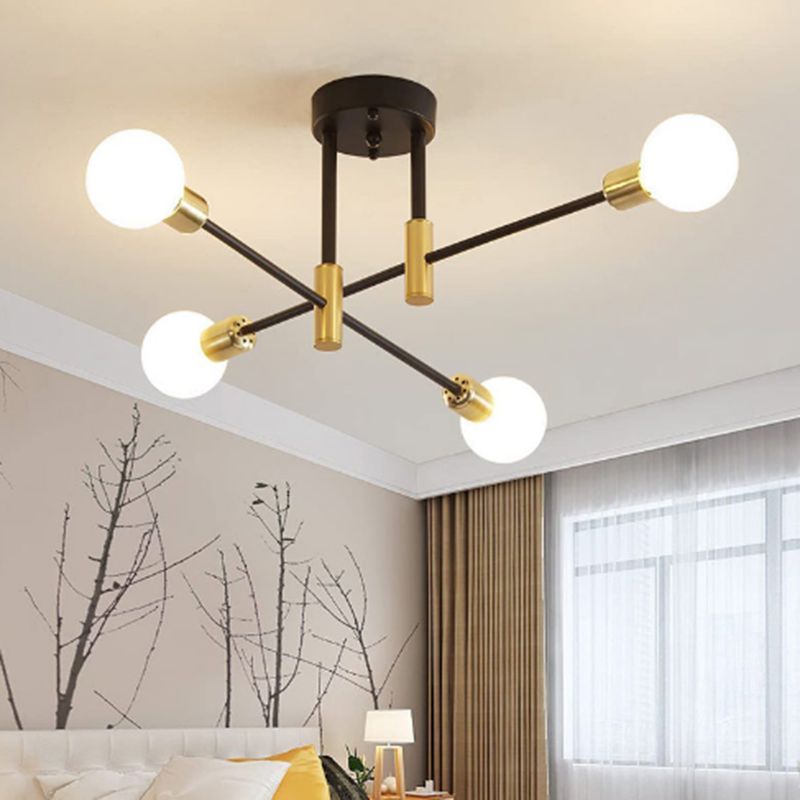 Nordic Style Black Ceiling Light Ball Shape Glass Shade Ceiling Lamp for Living Room