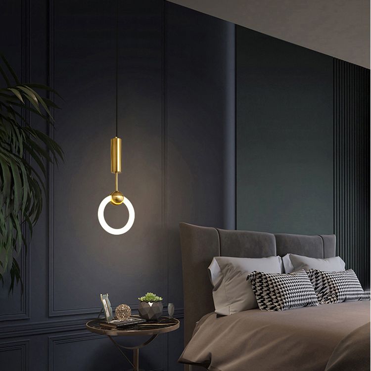 Ring Suspension Pendant Light Modern Style Metal LED White Pendant Ceiling Light