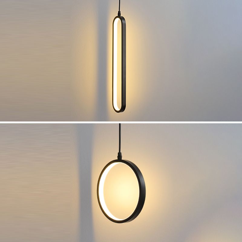 Luz de colgante colgante geométrico de estilo moderno de metal LED de techo colgante negro