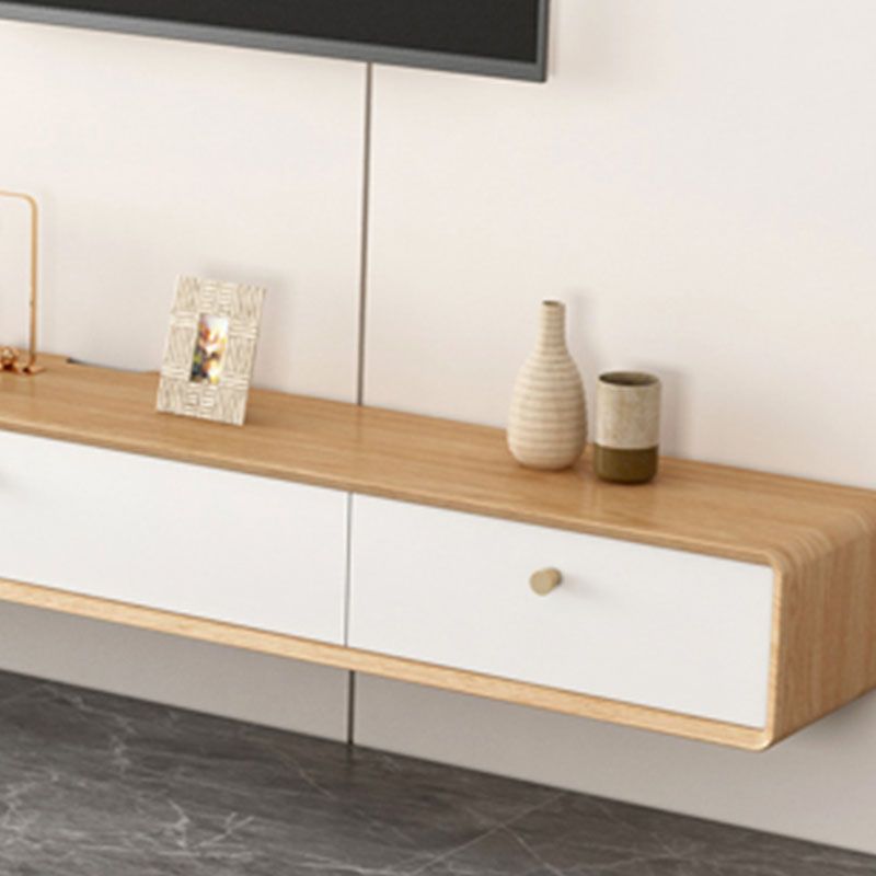 Modern Solid Wood TV Stand Wall-mounted TV Console with Drawers and Doors